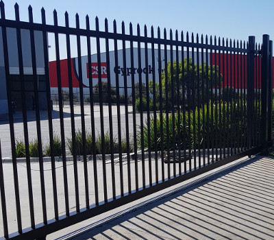 commercial automatic sliding gate melbourne factory close up
